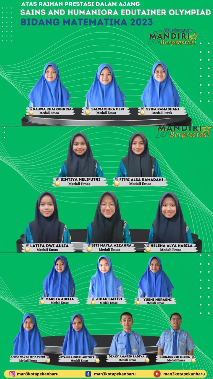 Pemerolehan Prestasi Akademik MAN 3 Kota Pekanbaru