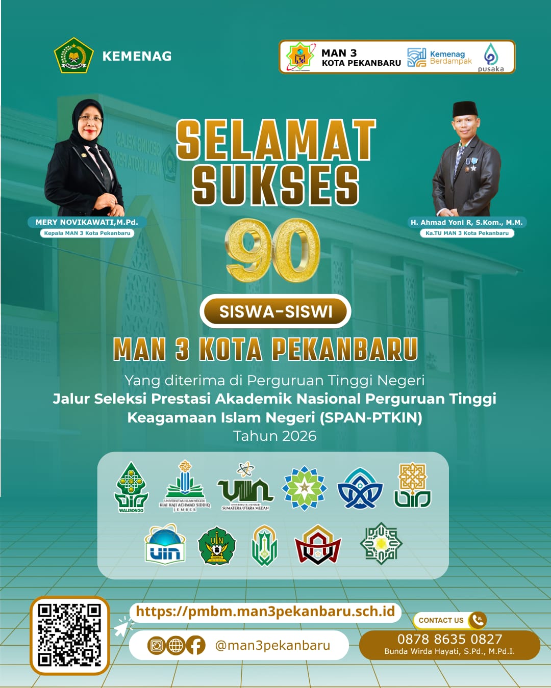 90 Siswa MAN 3 Pekanbaru Lulus SPAN-PTKIN, Bukti Prestasi Gemilang Madrasah